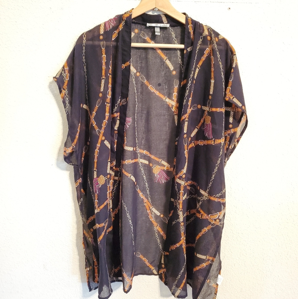 Wd.ny Black Belt Pattern Kimono